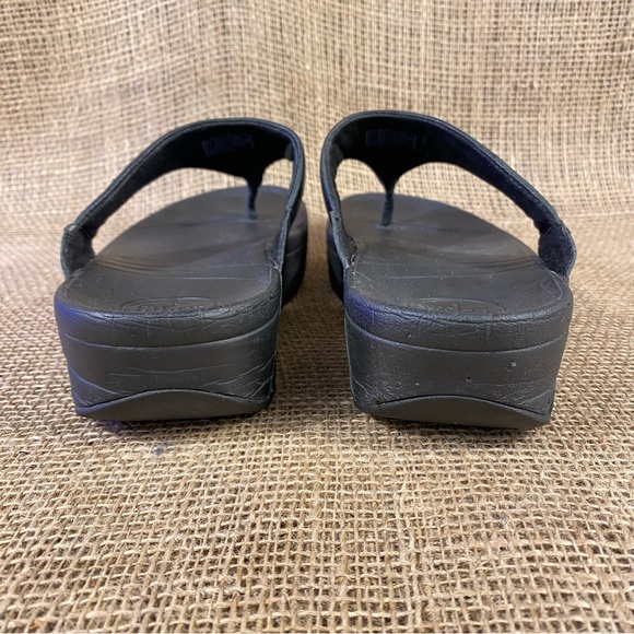 FitFlop Clog Sandals Slides Black Wedge Thong Size 8 - Picture 7 of 10